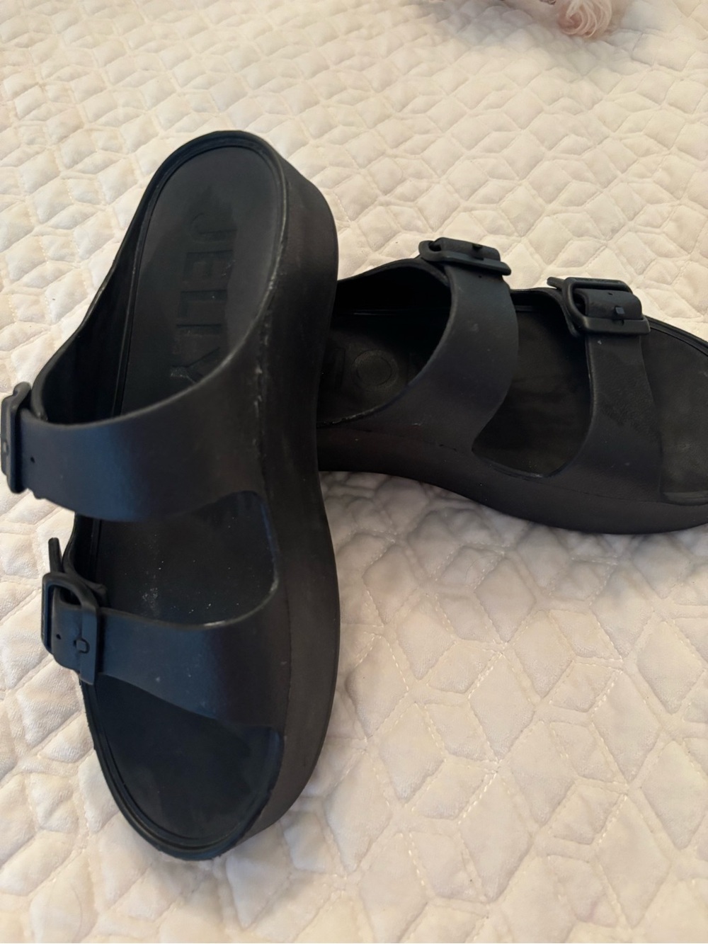Lemon jelly’s size 8 Women’s.  Black Double-Strap Slide Sandals. Super comfy